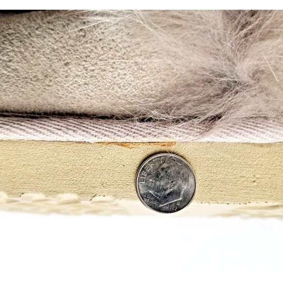 MOU Tall Winter Boots Stone Metallic Sheepskin Fur Trim Lace Up Sz 36 XS US 5 - Picture 12 of 13